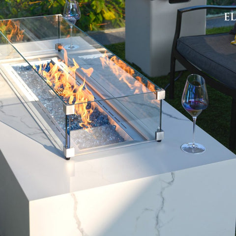 Carrara Porcelain Top Fire Table B