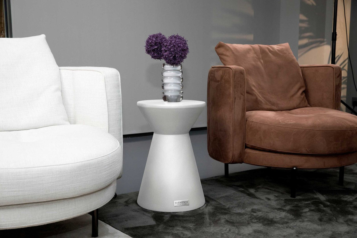 ROME Column Series Side Table Small - Cream White