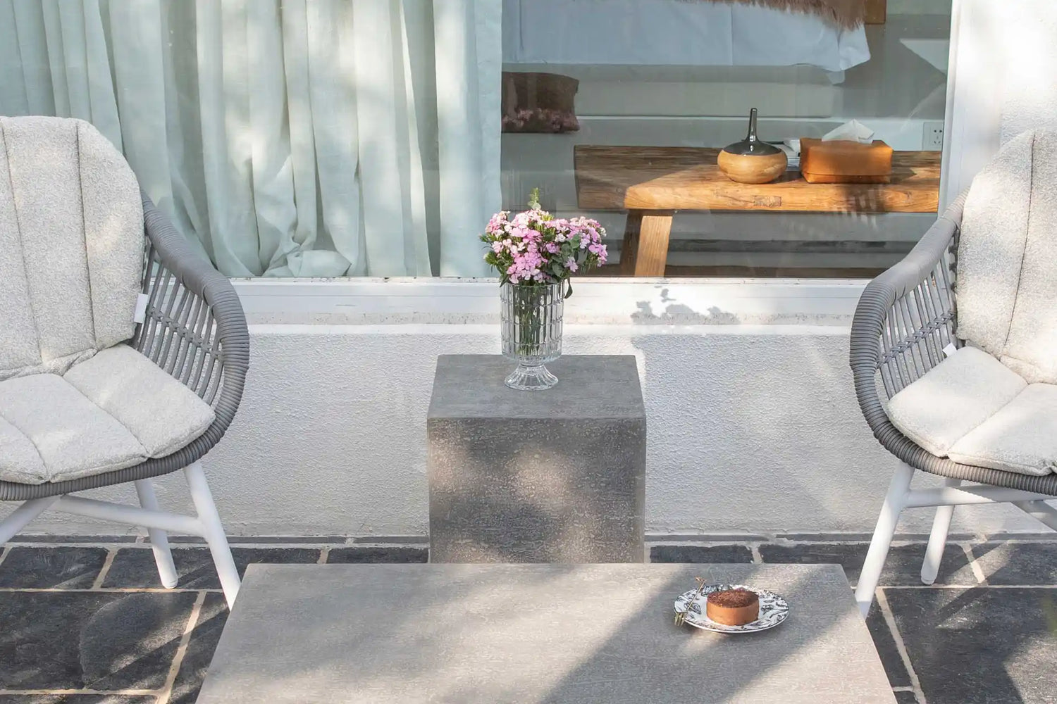 TEVERE Travertine Series Side Table Small - Space Grey