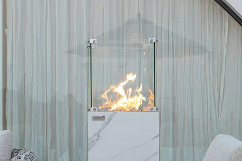 YUKON Marble Porcelain Dining Table - Bianco White B