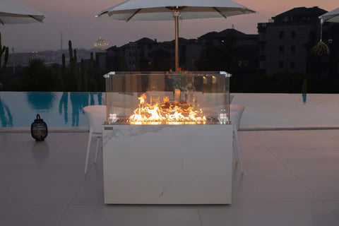 ALASKA Marble Porcelain Fireplace - Bianco White B