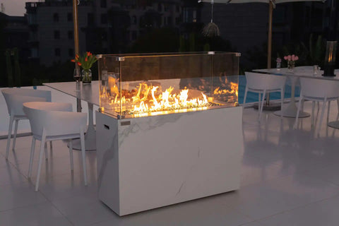 ALASKA Marble Porcelain Fireplace - Bianco White B