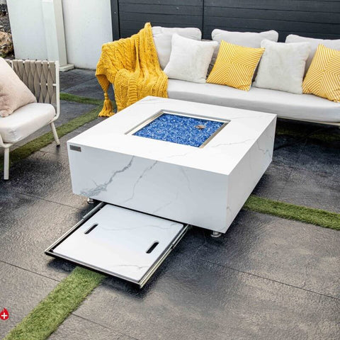 Bianco Marble Porcelain Fire Table B - BBQ STORE MALTA