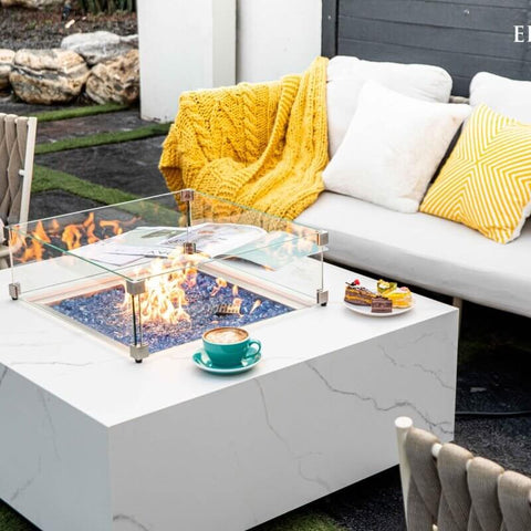 Bianco Marble Porcelain Fire Table B - BBQ STORE MALTA