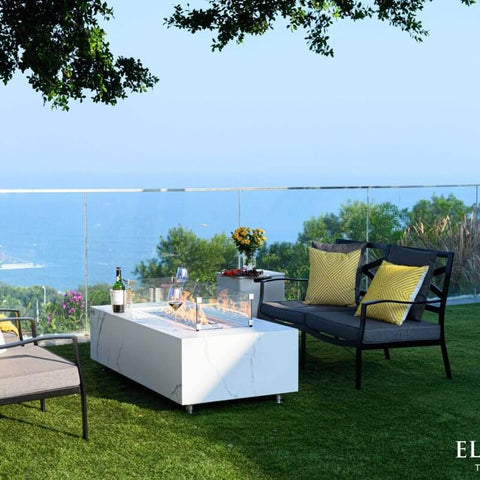 Carrara Porcelain Top Fire Table B - BBQ STORE MALTA