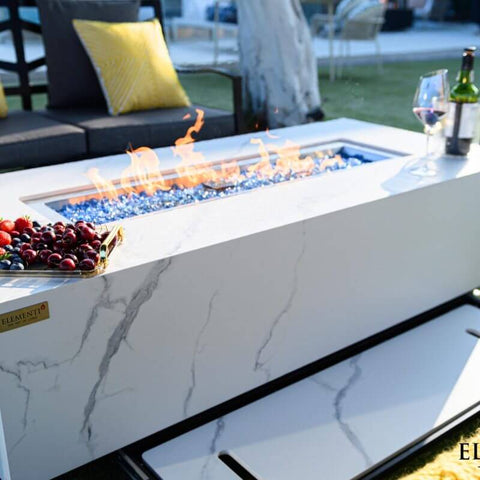 Carrara Porcelain Top Fire Table B - BBQ STORE MALTA