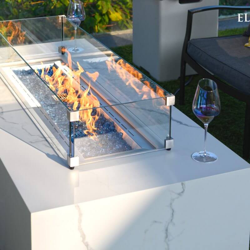 Carrara Porcelain Top Fire Table B - BBQ STORE MALTA