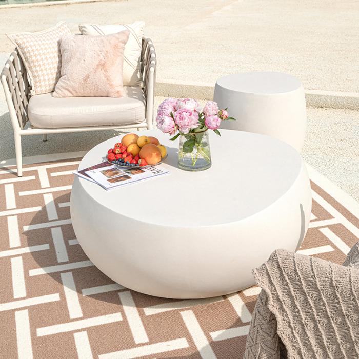 IKARIA Cobble Coffee Table - Cream White - BBQ STORE MALTA