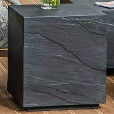TEVERE Travertine Series Side Table - Slate Black
