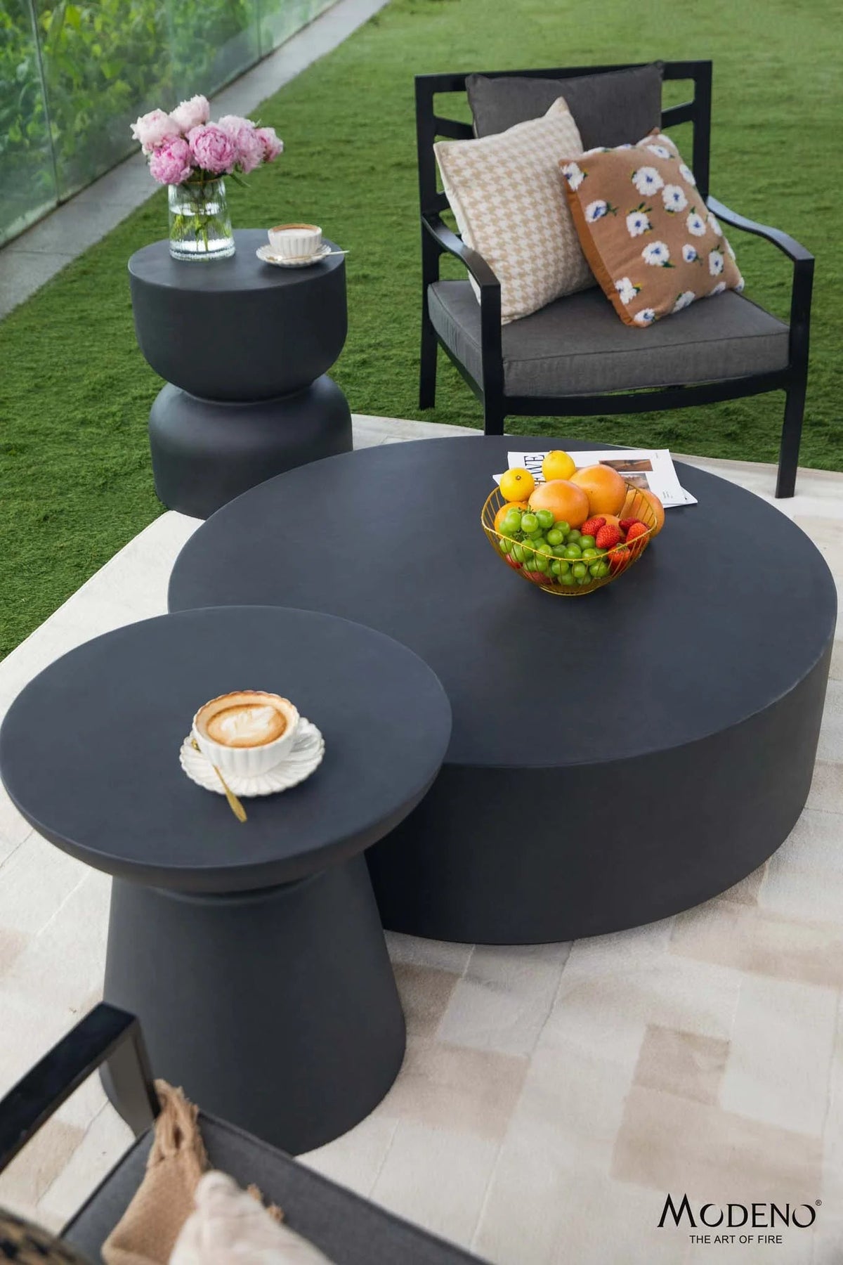 ROME Column Series Coffee Table Medium - Slate Black - BBQ STORE MALTA