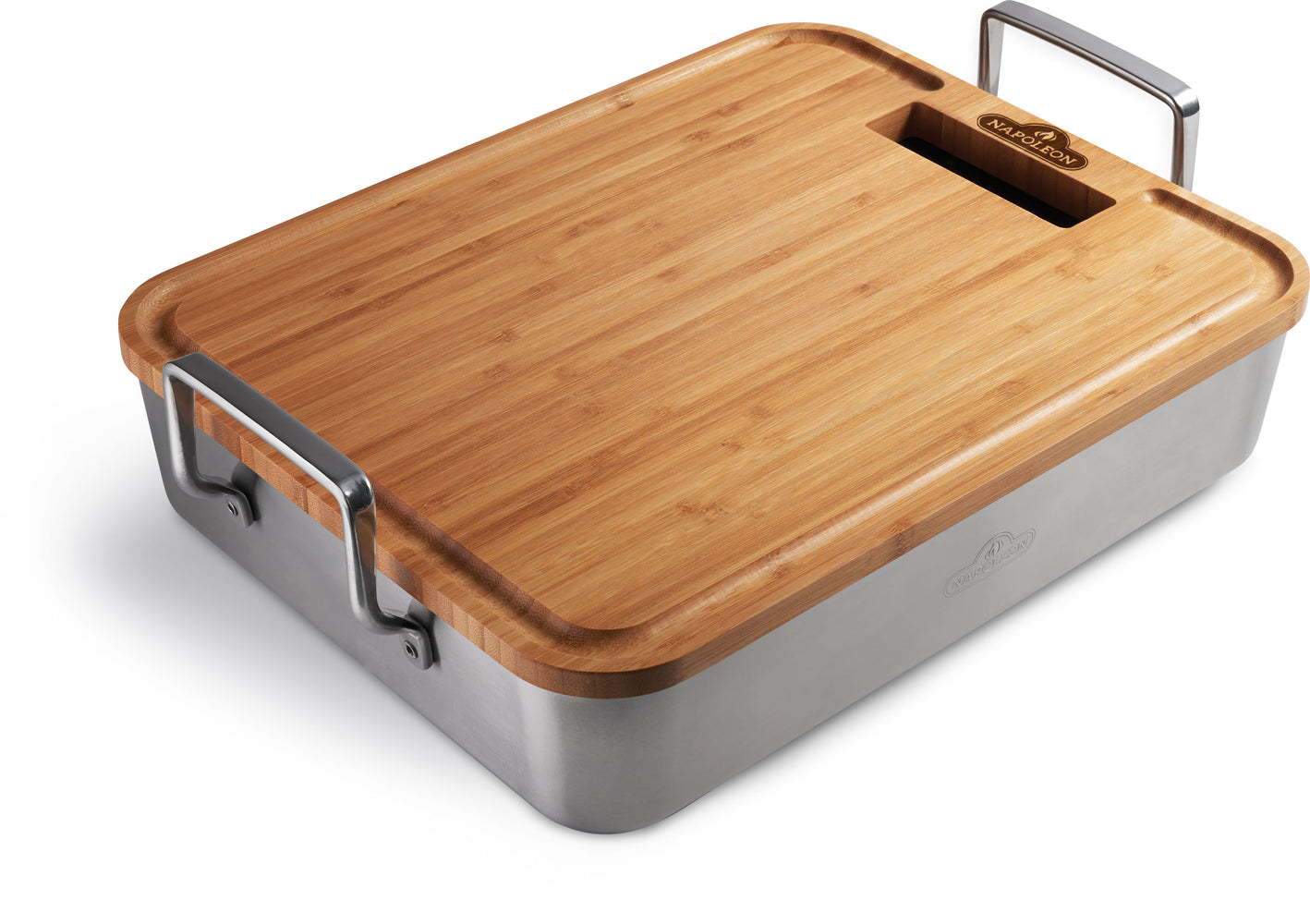 Premium Stainless Steel Roasting Pan with Bamboo Cutting Board