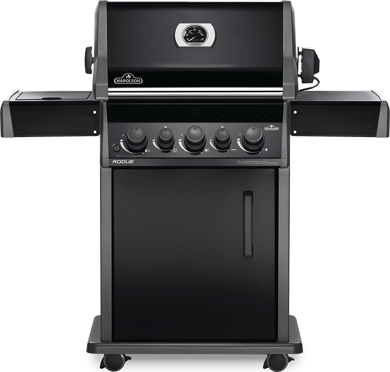 Rogue® 425 gas grill, with rear and side burner, Black