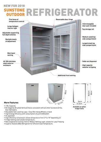 Outdoor Rated Refrigerator-SUNSTONE-BBQ STORE MALTA